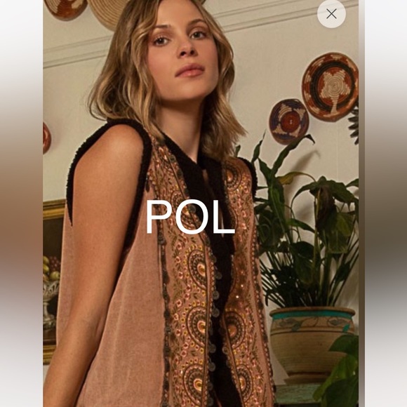 POL Jackets & Blazers - B11P🤎POL perfect faux shearling brown vest w/amazing embroidery+faux fur…